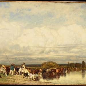 Cows Crossing a Ford